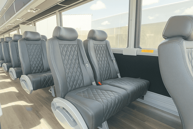 interior of Baldwin Park Coach Bus Service charter bus