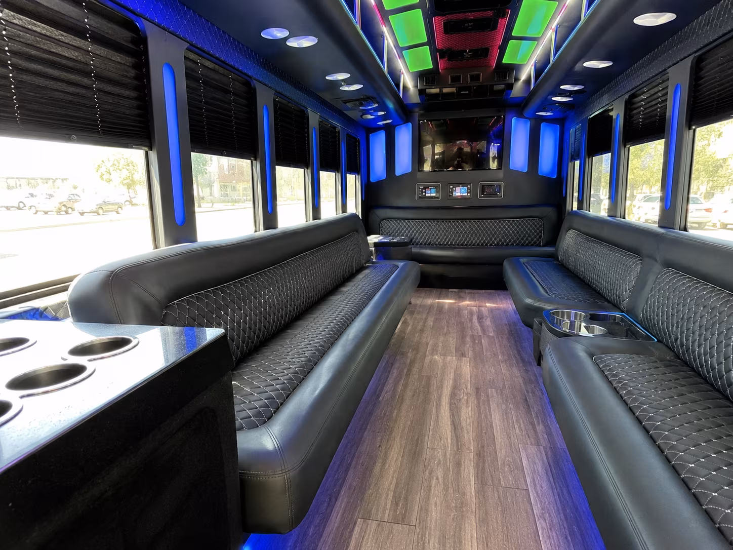 baldwin park 15 passenger party bus inside