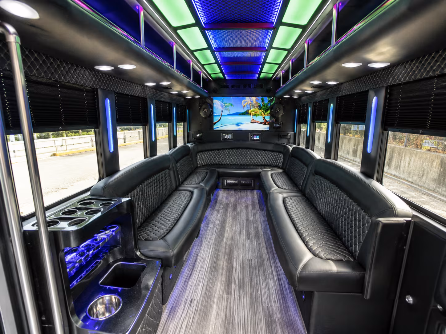 baldwin park 18 passenger party bus inside