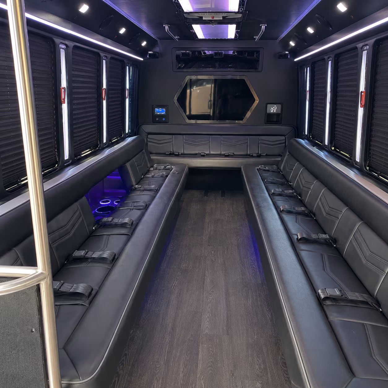 baldwin park 18 passenger party bus interior
