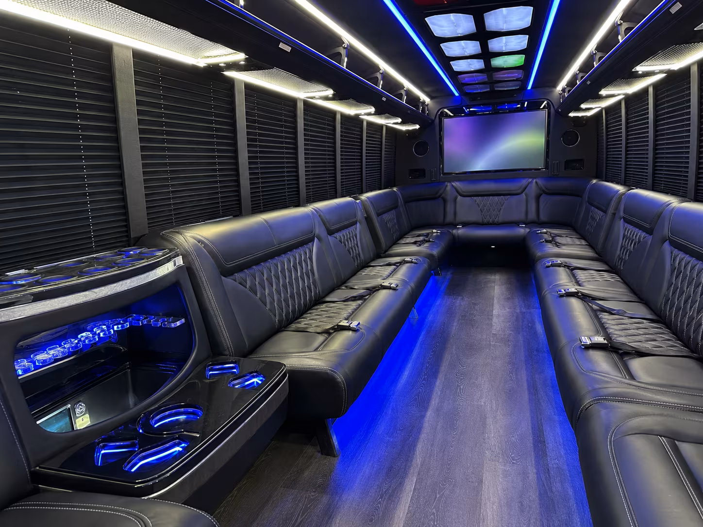 baldwin park 20 passenger party bus inside