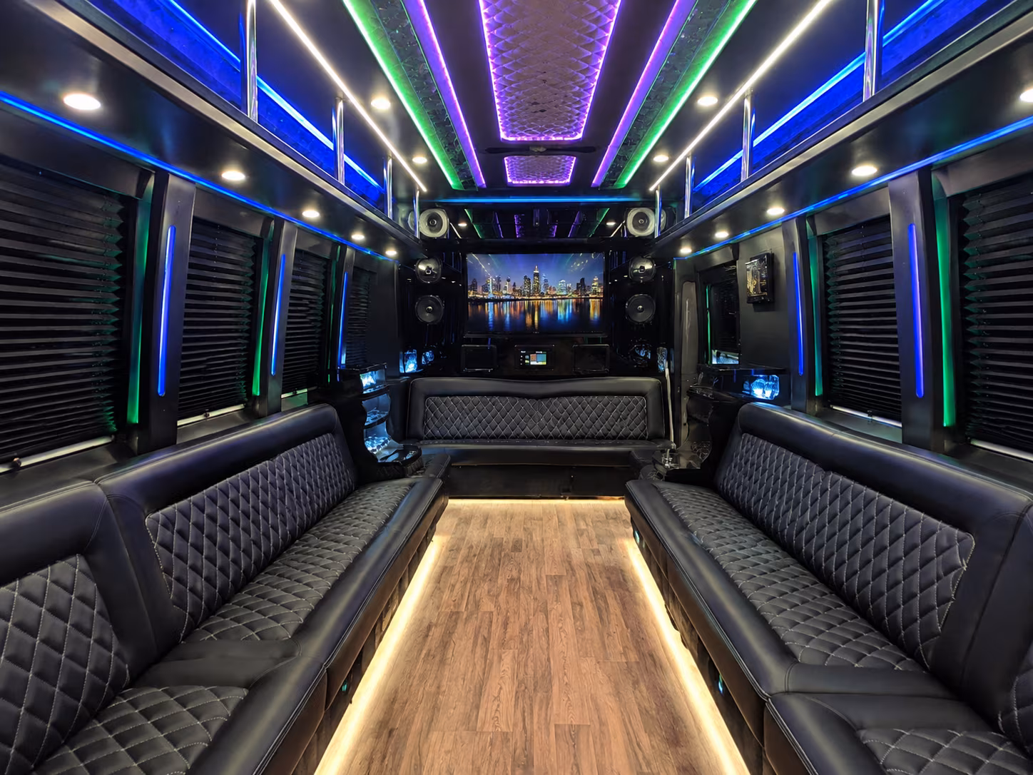 baldwin park 25 passenger party bus interior