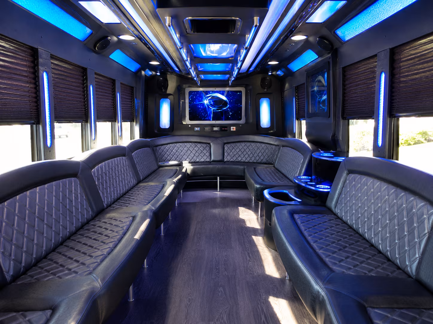 baldwin park 28 passenger party bus inside