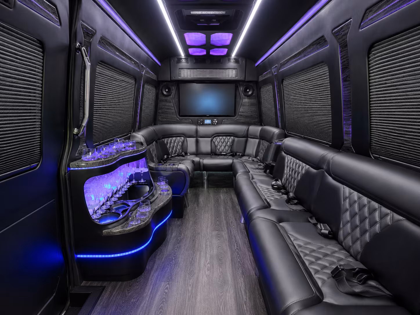 baldwin park 50 passenger party bus inside
